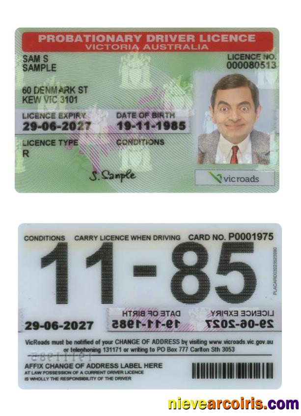 Australia Victoria state probationary driving license